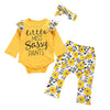 Baby Model Nezra is wearing the "Little Miss Sassy Pants" 3 Piece Set