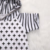 "Cross and Stripes" Hooded Romper