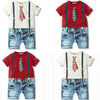 "Jeans and Tie" Printed Baby Boy Romper