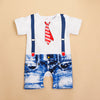 "Jeans and Tie" Printed Baby Boy Romper