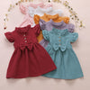 "Bows and Ruffles" Flare Sleeve Linen Dress