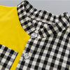 "Checker Patch" Mandarin Collar Set
