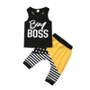 "Boy Boss" Yellow and Stripe Set