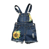 "Sunflowers" Denim Overall Shorts