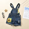 "Sunflowers" Denim Overall Shorts