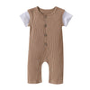 Solids Mesh Sleeve Button Romper