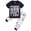 2- Piece “Messy Hair" T-shirt and Pants Set