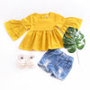 Infant Yellow Butterfly Sleeve Blouse