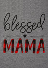 “Blessed Mama” Plaid Letter Print Women’s T-shirt