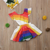 Rainbow Backless Ruffle Dress