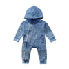 Hooded "Washed-Out" Denim Onesie